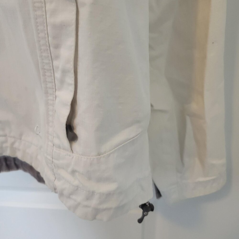 Women's Cabelas Jacket Full Zip 100% Cotten Hooded Off White Sz XL Lightweight - Picture 7 of 8